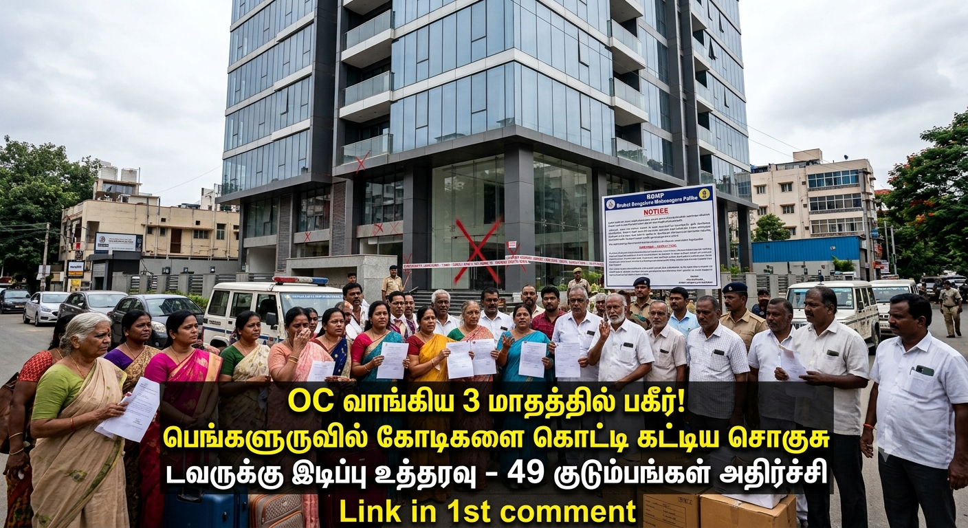 OC வாங்கிய 3 மாதத்தில் பகீர்! பெங்களூருவில் கோடிகளை கொட்டி கட்டிய சொகுசு டவருக்கு இடிப்பு உத்தரவு – 49 குடும்பங்கள் அதிர்ச்சி